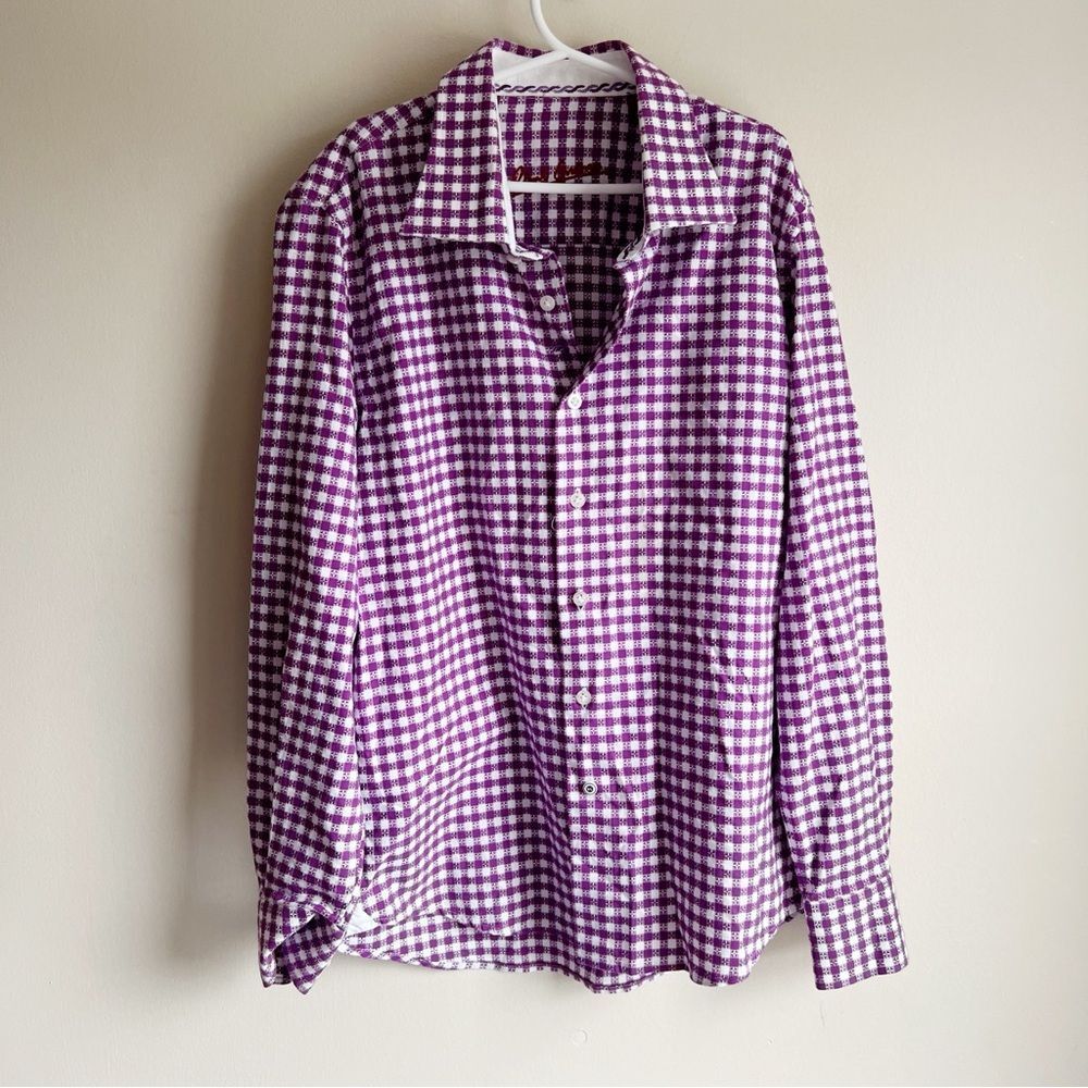 Robert Graham Purple Plaid Button Front Long Sleeve Shirt